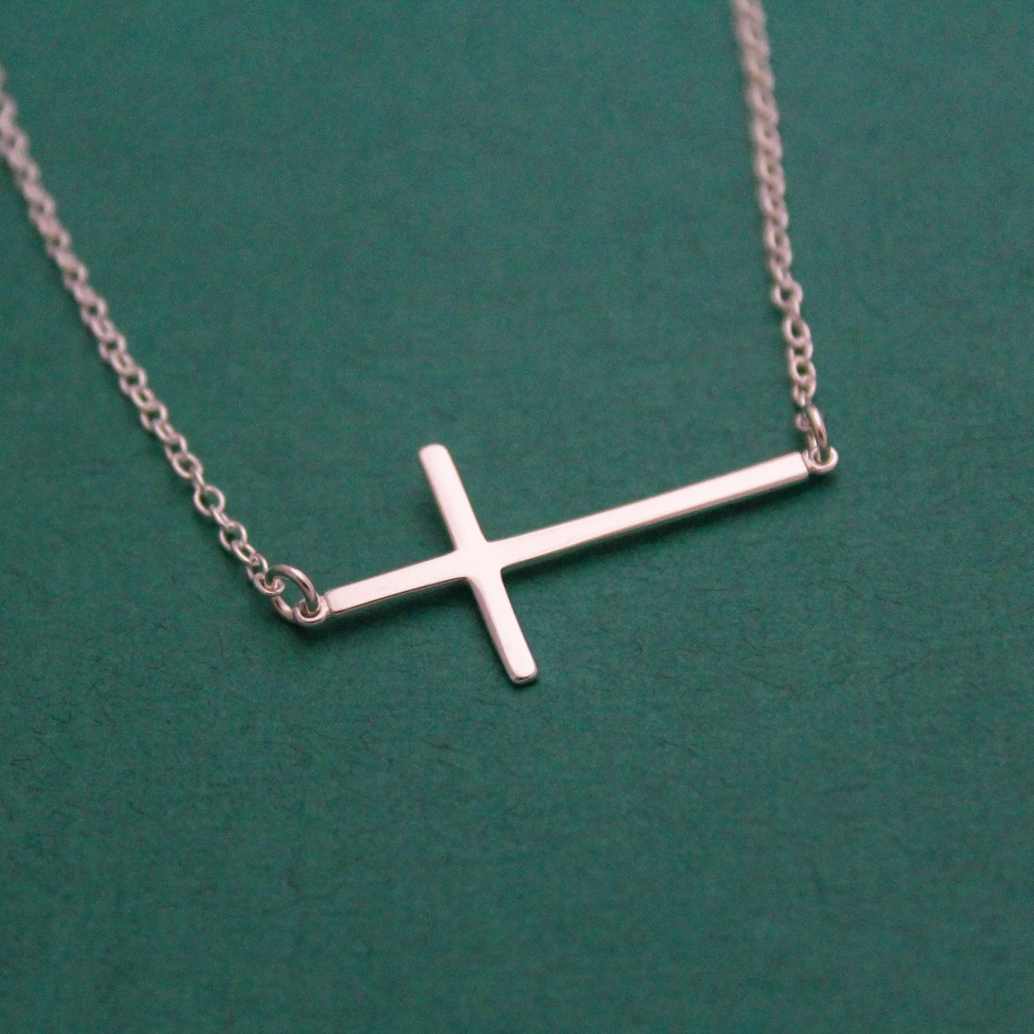 Sterling Silver Cross Bar Necklace, Faith Cross Necklace, Personalized Bar Necklace, Silver Bar Necklace, Unique Hand Stamped Jewelry, Cross