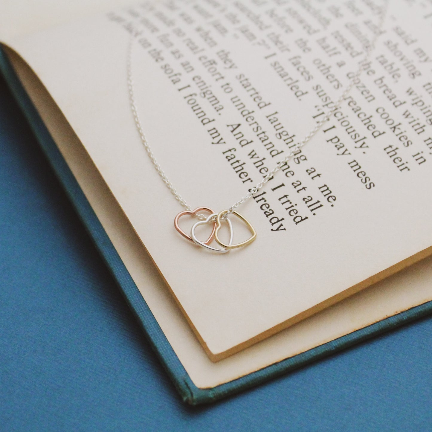 Tiny Hearts Necklace in Sterling Silver, 14K Gold Filled , & Rose Gold Filled, Past Present Future Necklace, Three Heart Necklace Jewelry