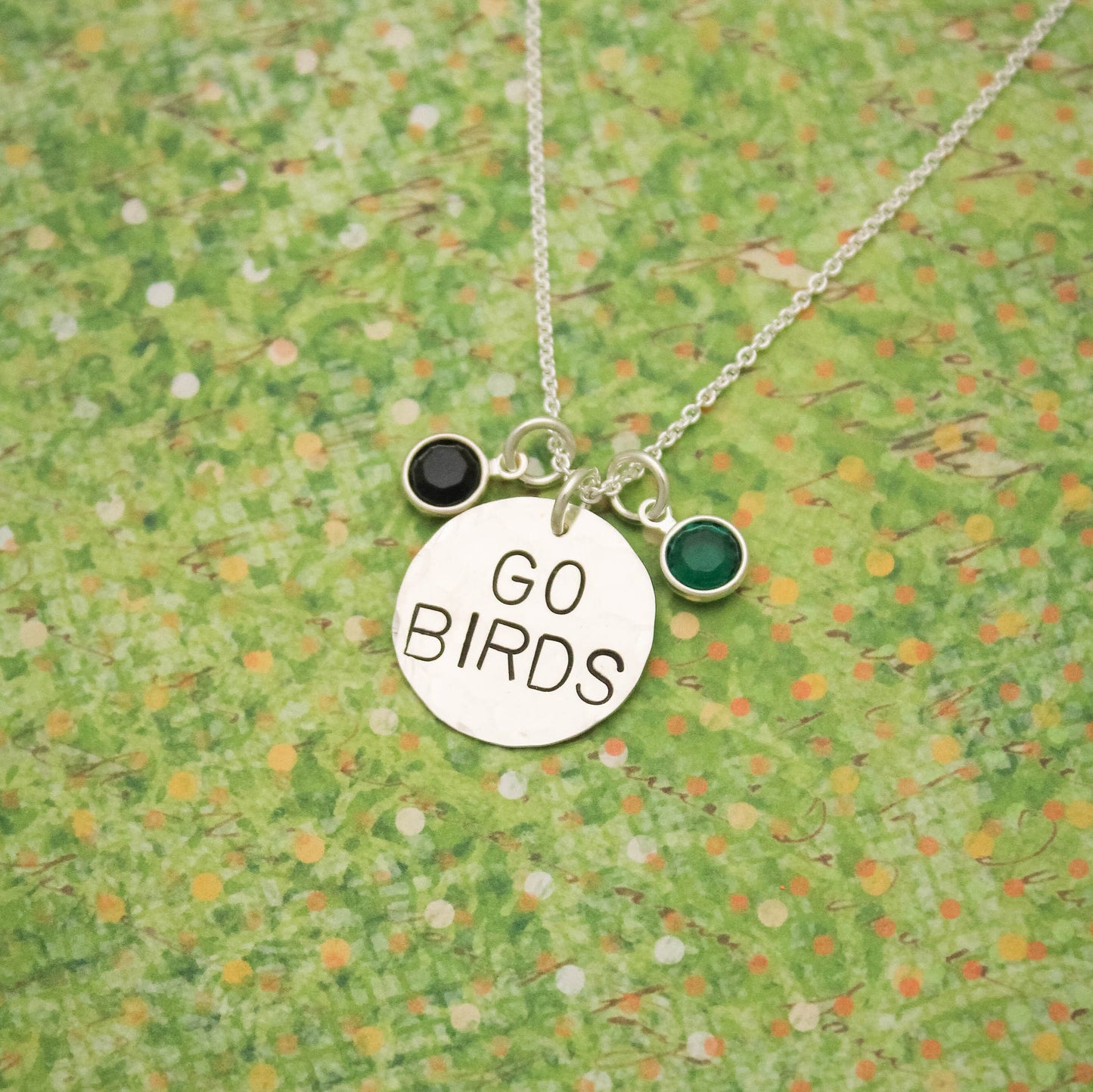 GO BIRDS Eagles Football Necklace in Sterling Silver, Game Day Eagles Jewelry, Philadelphia Eagles Necklace, Gifts for Her, Football Jewelry