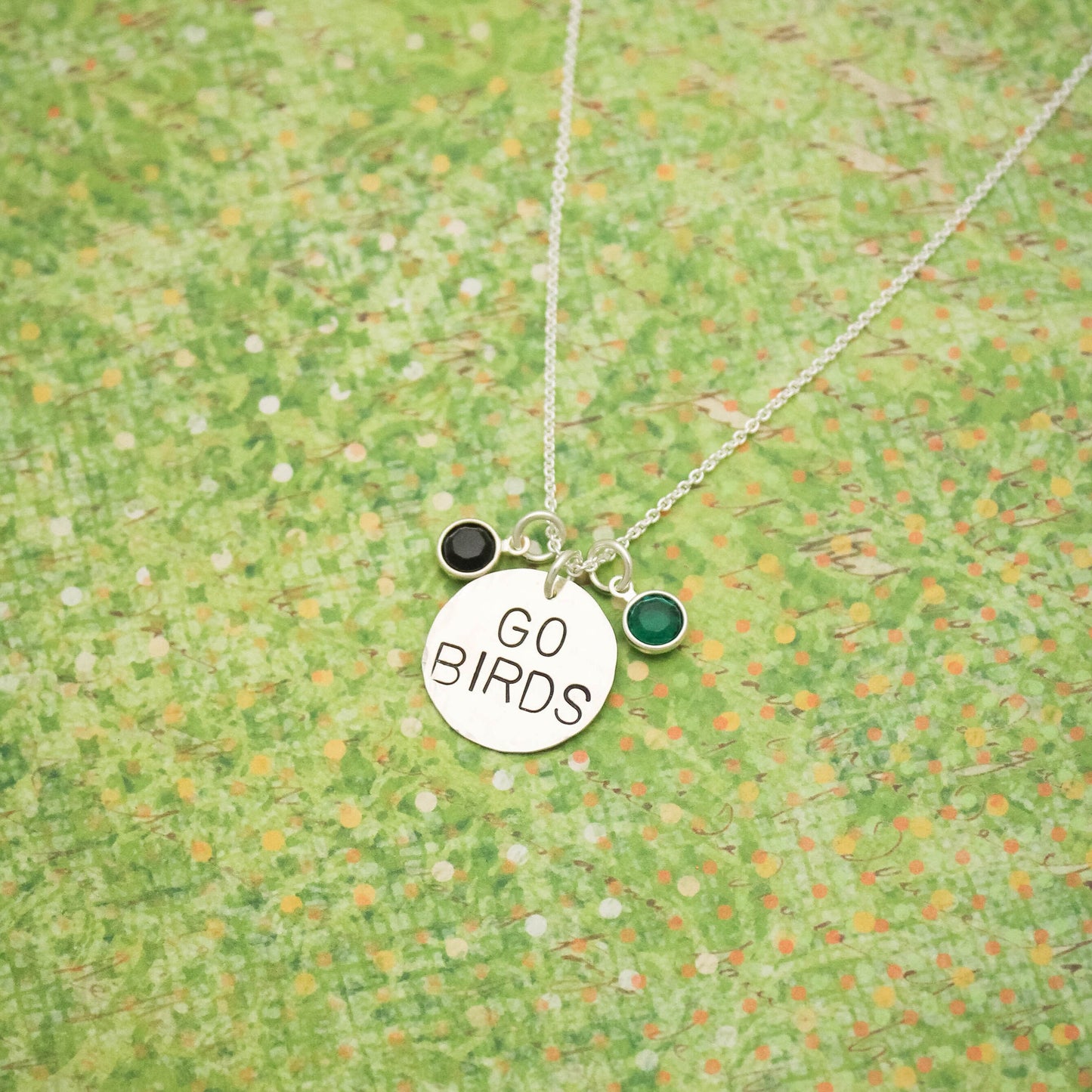 GO BIRDS Eagles Football Necklace in Sterling Silver, Game Day Eagles Jewelry, Philadelphia Eagles Necklace, Gifts for Her, Football Jewelry