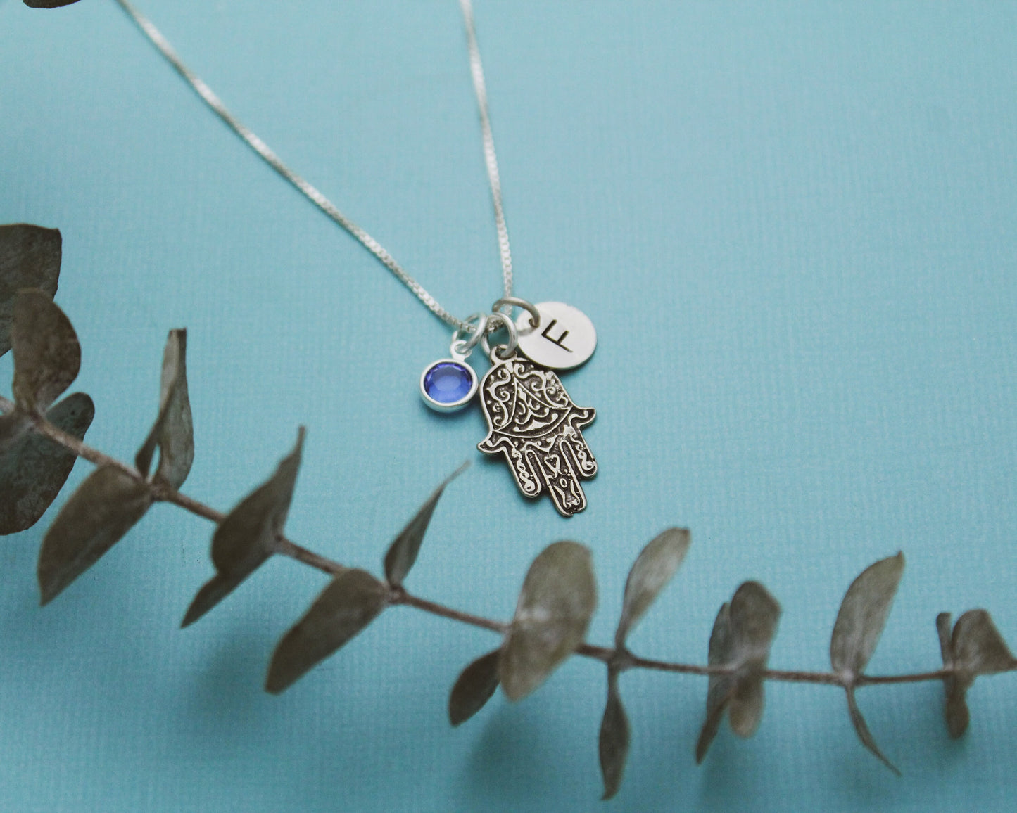 Hamsa Hand Charm Necklace for Bat Mitzvah Personalized Sterling Silver Star of David Hand Stamped Jewelry, Cute Bat Mitzvah Jewelry, Gift