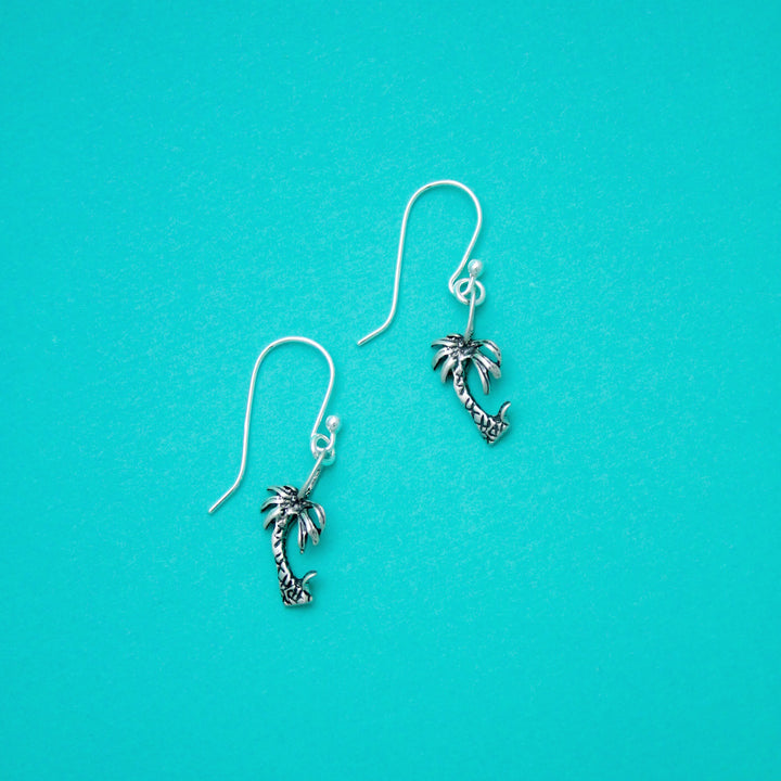 Cute Palm Tree Earrings, Tropical Beach Jewelry, Sterling Silver Palm Tree Earrings, Palm Tree Jewelry, Sterling Silver Palm Tree Earrings