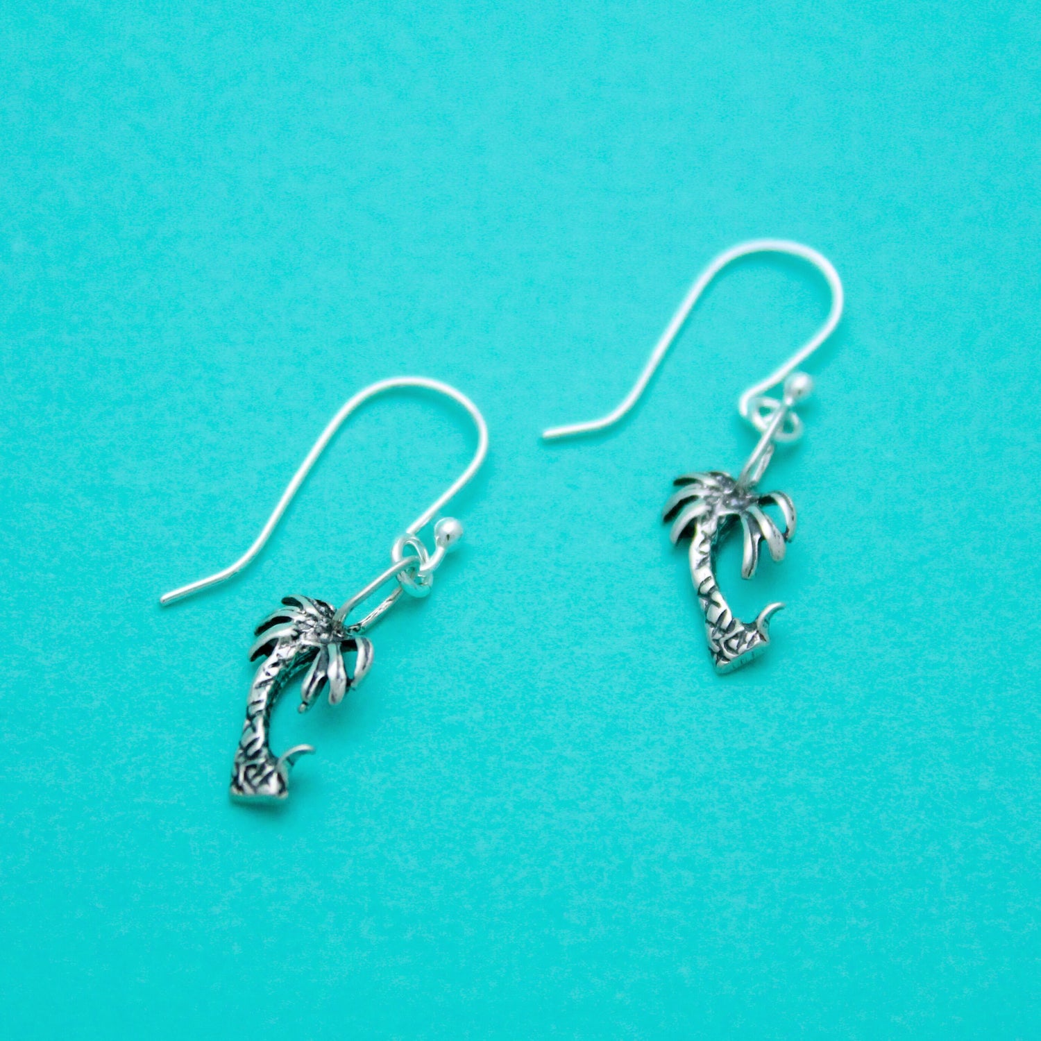 Cute Palm Tree Earrings, Tropical Beach Jewelry, Sterling Silver Palm Tree Earrings, Palm Tree Jewelry, Sterling Silver Palm Tree Earrings