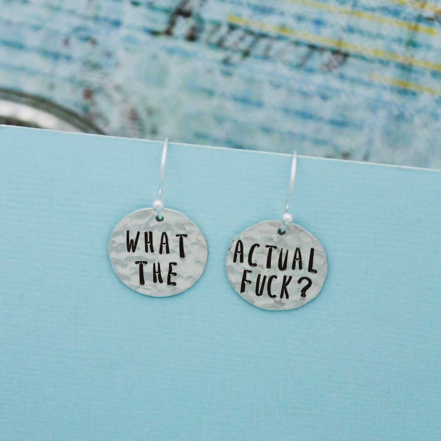 What the Actual Fuck Sterling Silver Earrings, What the Fuck Jewelry, Hand Stamped Personalized Earrings, Explicit Curse Word Jewelry WTF