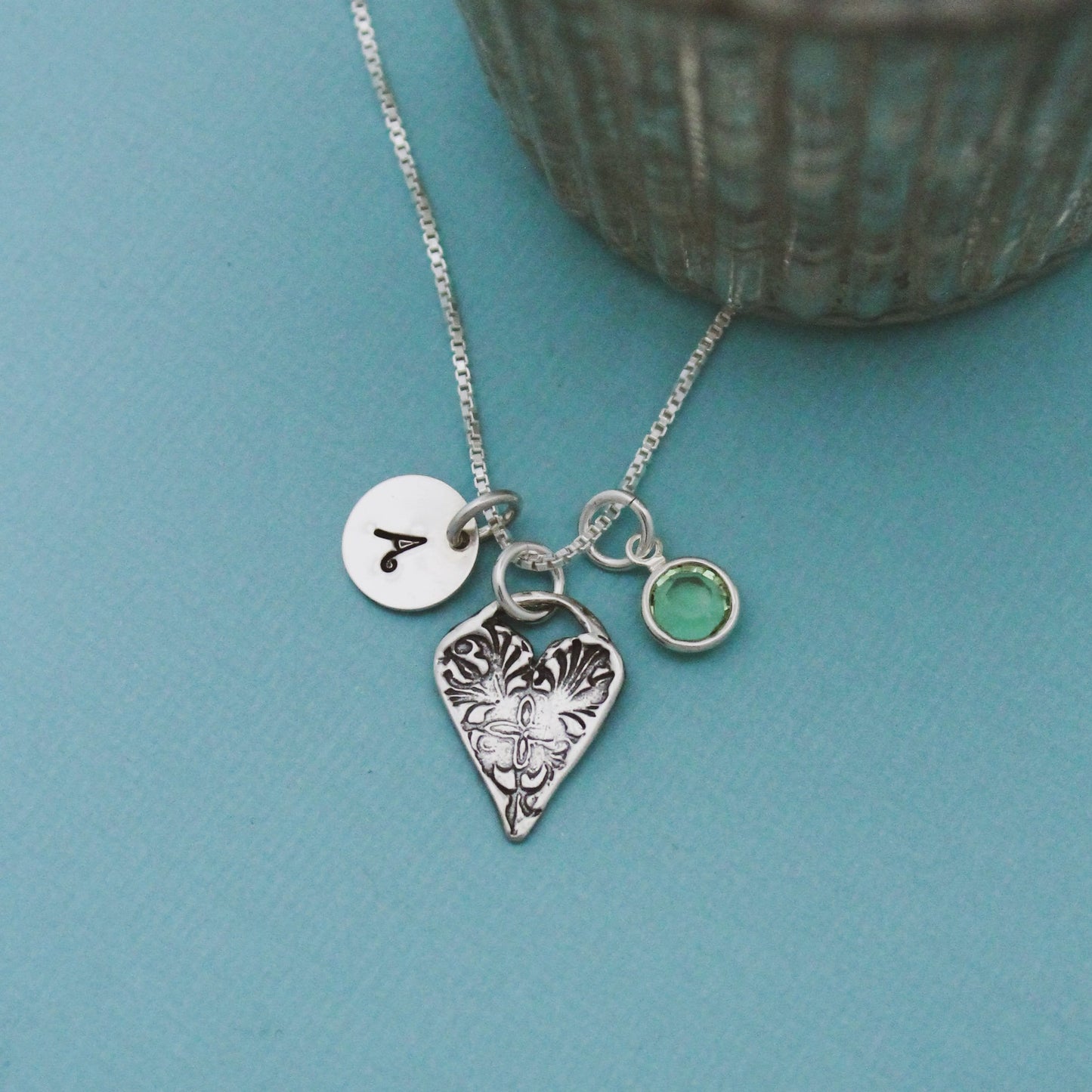 August Heart Birthstone Necklace, August Peridot Jewelry, August Birthday Gift, August Birthstone Jewelry, Peridot Necklace, Sterling Silver
