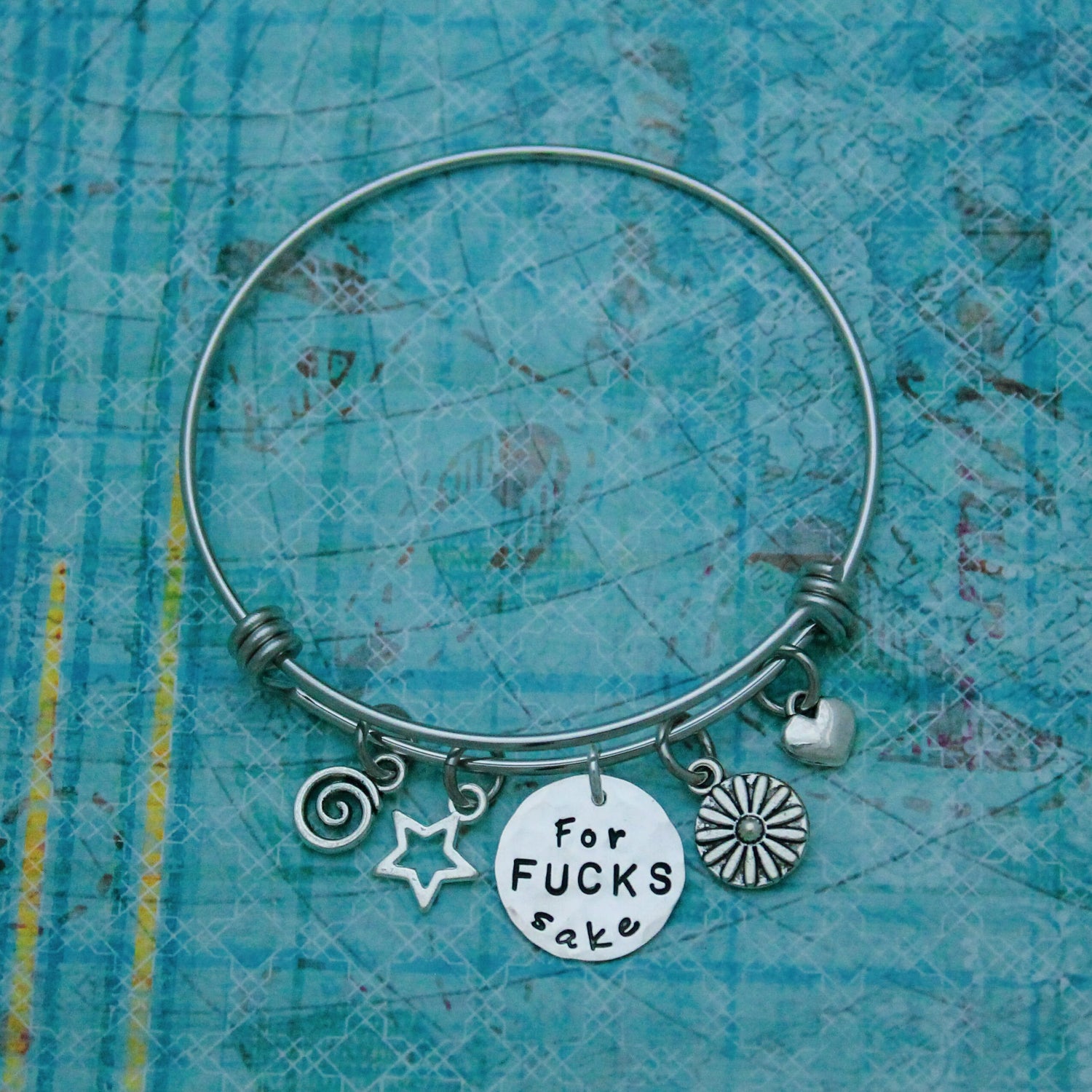 For FUCKS Sake Bracelet Bangle, Motivational Jewelry Bracelet, Curse Word Jewelry Bracelet Gift, Fun Hand Made Personalized Gift for Her