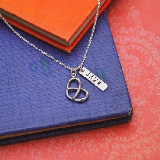 Philly Pretzel Jawn Necklace in Sterling Silver, Philadelphia PA Jewelry