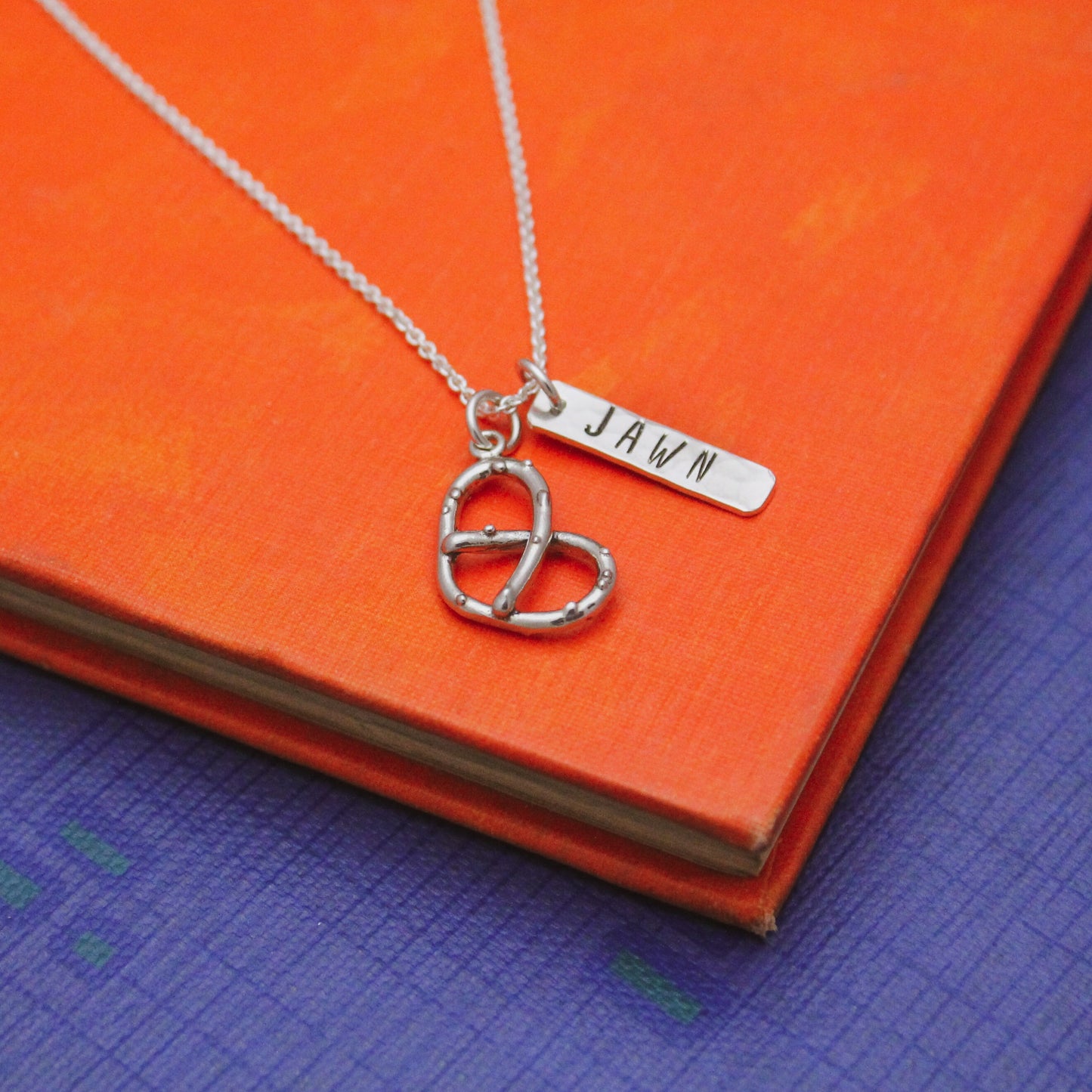 Philly Pretzel Jawn Necklace in Sterling Silver, Philadelphia PA Jewelry
