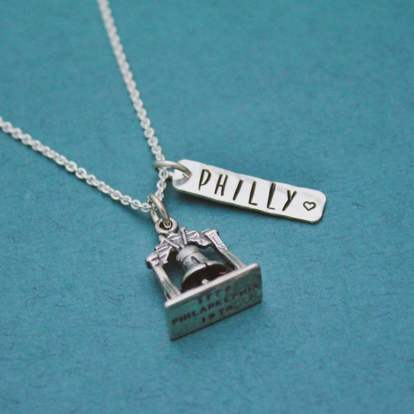 Philly Liberty Bell Necklace in Sterling Silver, Philadelphia PA Jewelry