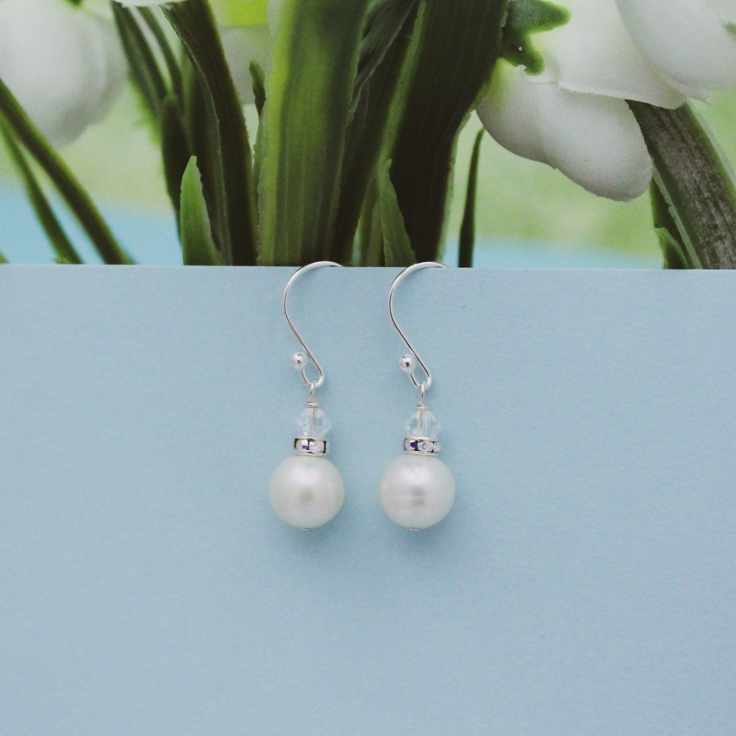 Classic Pearl Drop Earrings, Freshwater Pearl Earrings, White Pearl Earrings, Silver and Pearl Earrings, Bridesmaid Earrings, Minimalist