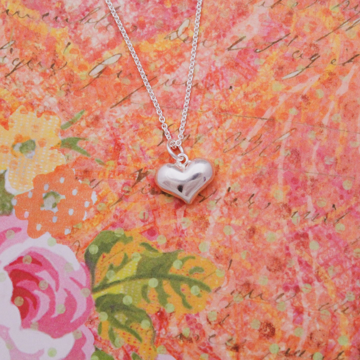 Dainty Puffy Heart Necklace, Heart Charm Necklace, Simple Heart Necklace, Valentine's Day Gift, Gift for Her, Cute Valentine's Jewelry