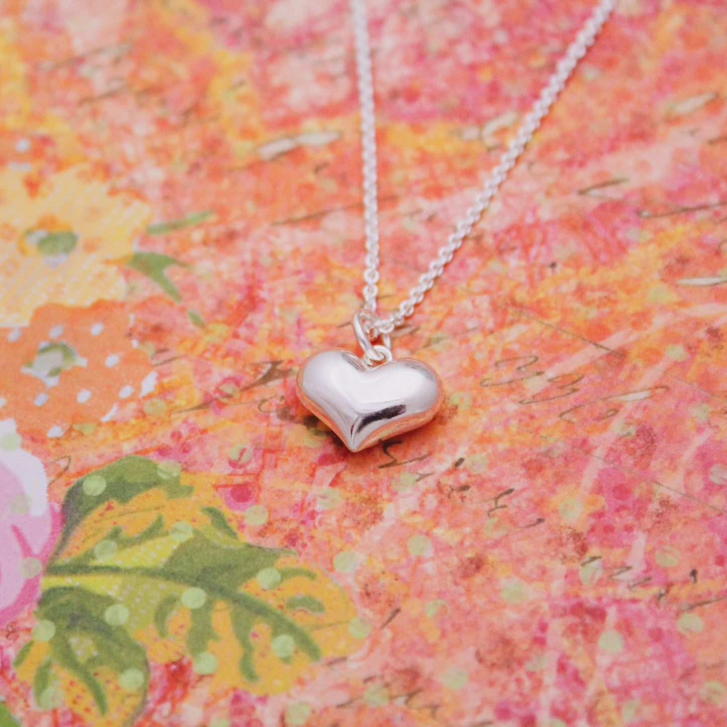 Dainty Puffy Heart Necklace, Heart Charm Necklace, Simple Heart Necklace, Valentine's Day Gift, Gift for Her, Cute Valentine's Jewelry