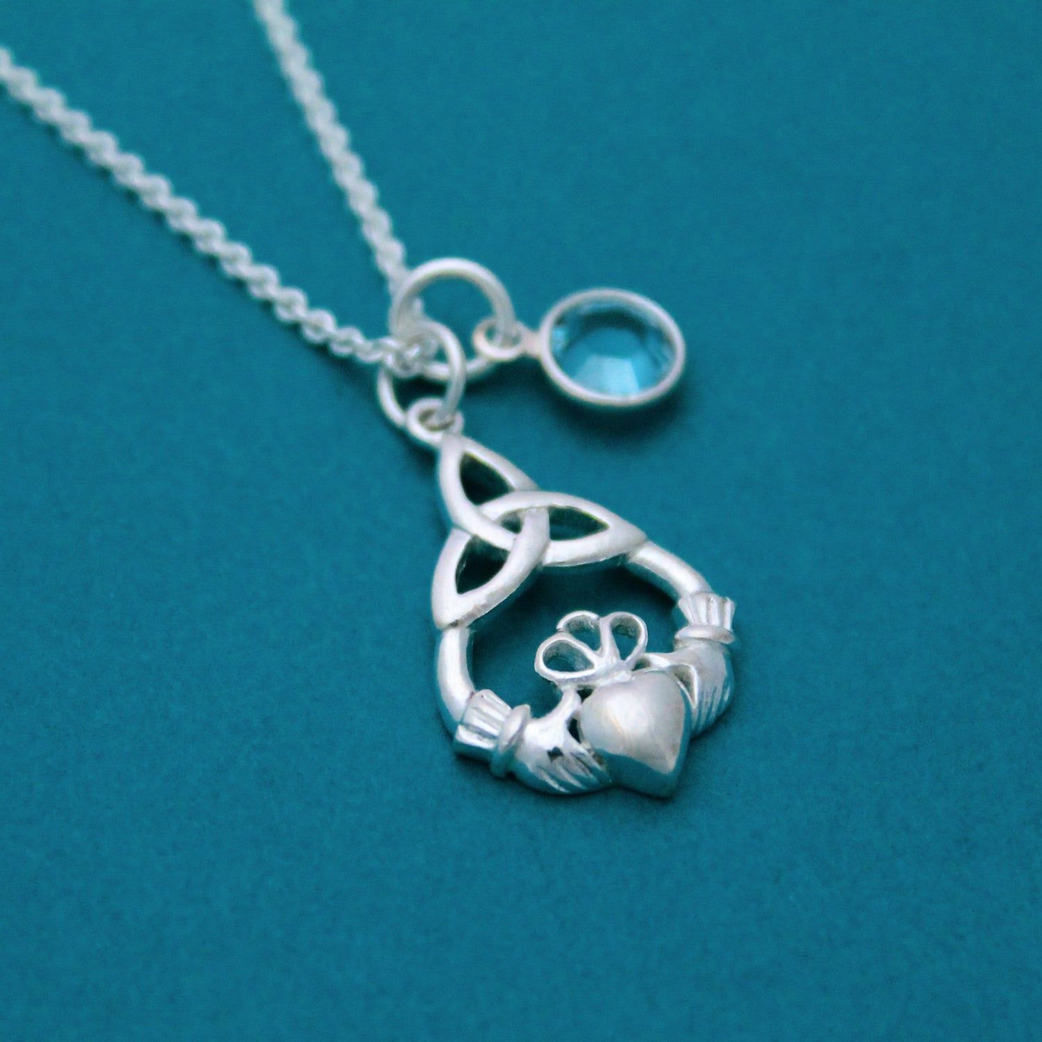 Claddagh Birthstone Necklace, Claddagh Gift, Claddagh Irish Necklace, Celtic Jewelry, Best Friend, Anniversary Necklace, Claddagh Necklace