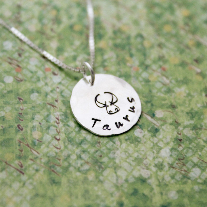 Taurus Zodiac Necklace, Sterling Silver Taurus Zodiac Necklace, Cute Boho Gift, Taurus Birthday Jewelry, Zodiac Sign Birthday Gift for Her