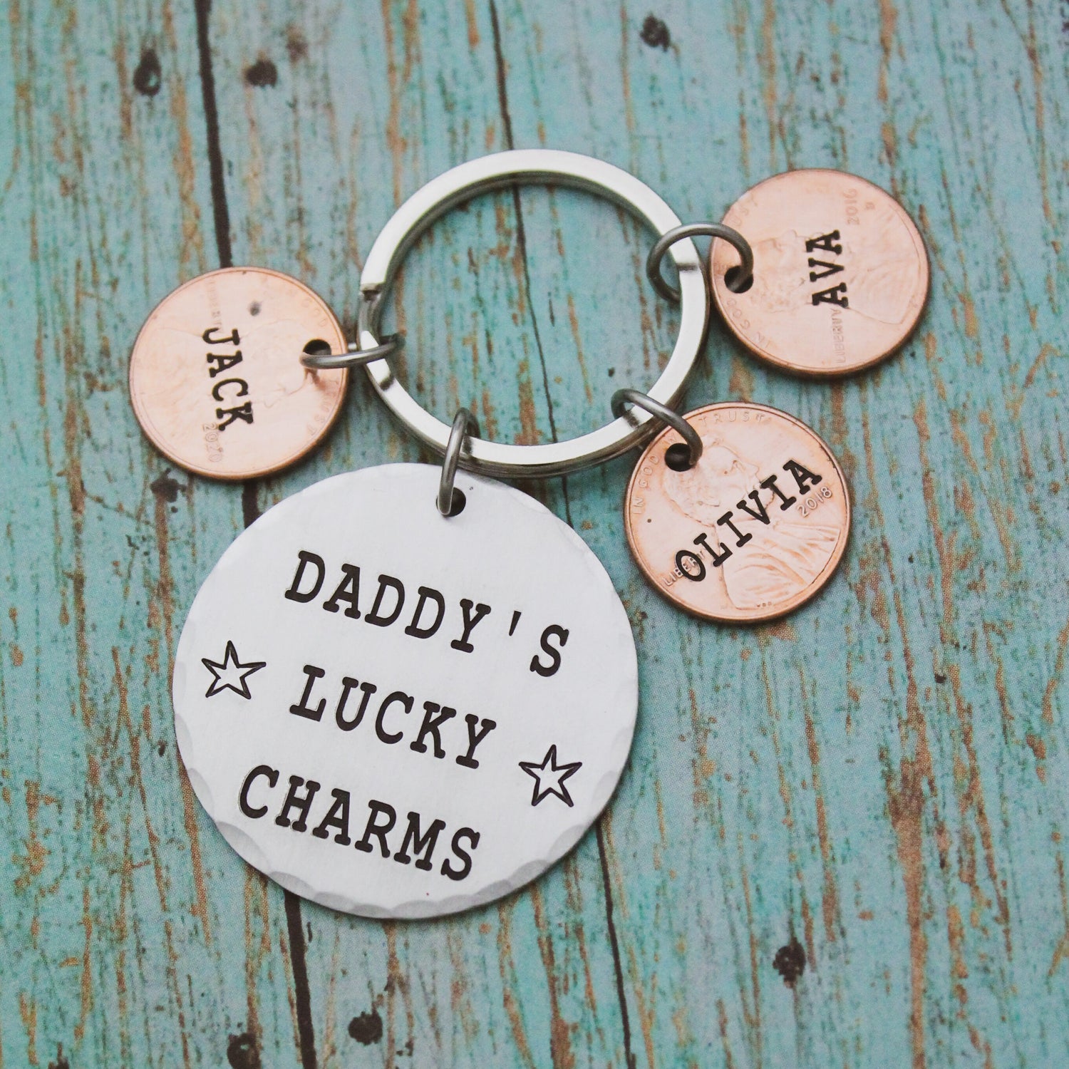 Daddy's Lucky Charms Keychain, Lucky Grandpa Keychain, Father's Day Gift, Gift for Him, Lucky Keychain, Grandfather Gift, Lucky Husband Gift