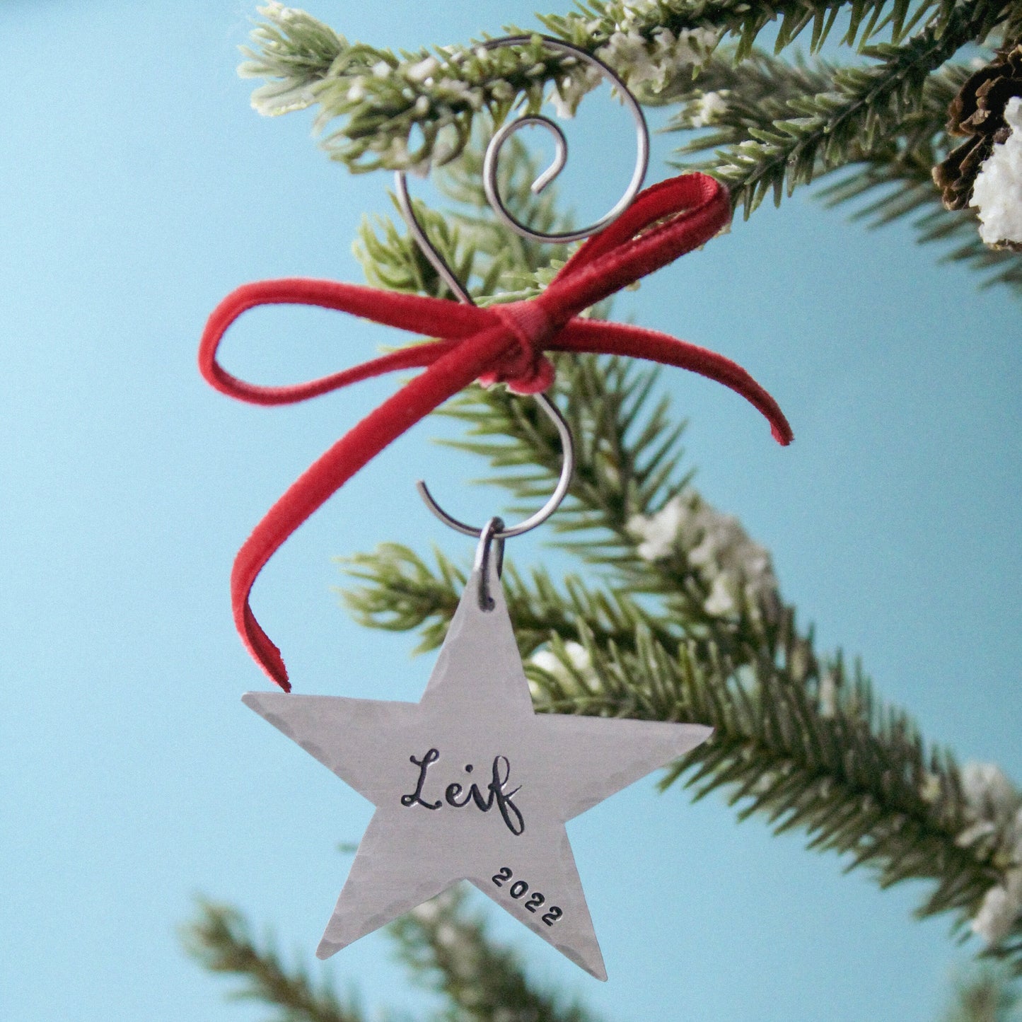 Christmas Star Ornament Personalized Hand Stamped in Aluminum