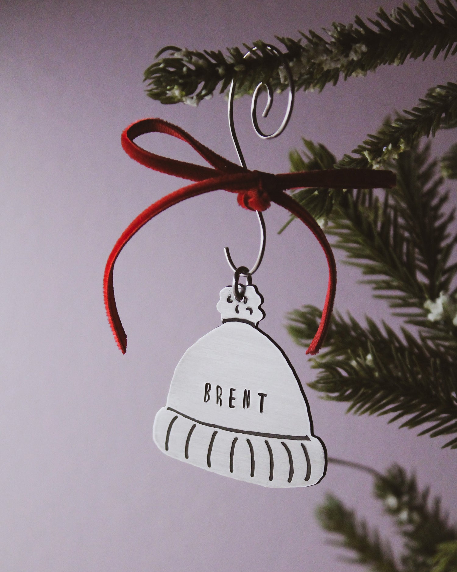 Winter Hat Aluminum Ornament Personalized Hand Stamped, Cute Beanie Hat Ornament, Personalized Christmas Ornament, Custom Christmas Ornament
