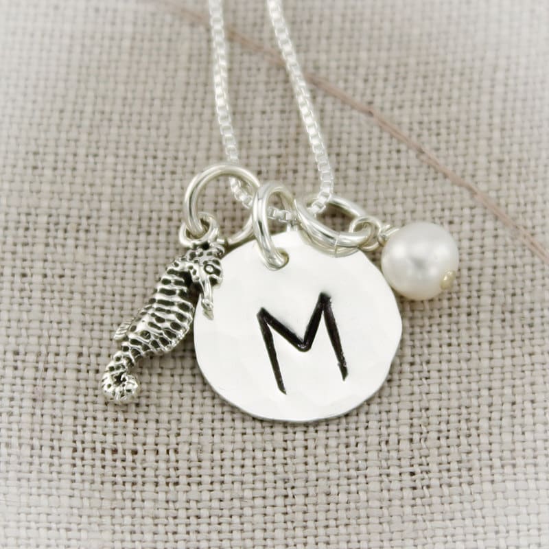 Choose Your Charm Dainty Sterling Silver Initial Monogram Necklace  and Personalized Initial Hand Stamped Jewelry