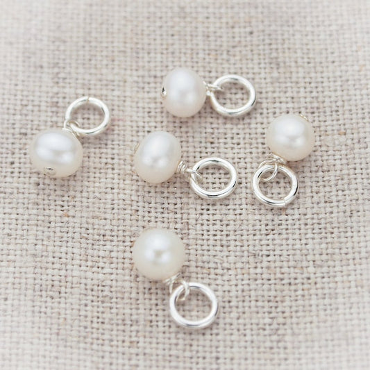 White Freshwater Pearl Charm in Sterling Silver, White Pearl Charm, Pearl Charms, White Pearl Accent, Authentic Pearl Charm