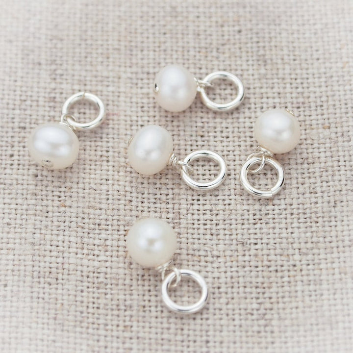 White Freshwater Pearl Charm in Sterling Silver, White Pearl Charm, Pearl Charms, White Pearl Accent, Authentic Pearl Charm