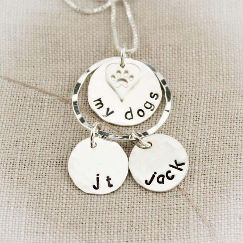 My Dogs Necklace, Dog Necklace, Gift for Dog Lovers, Dog Lovers Jewelry, Sterling Silver Personalized Necklace Hand Stamped Jewelry