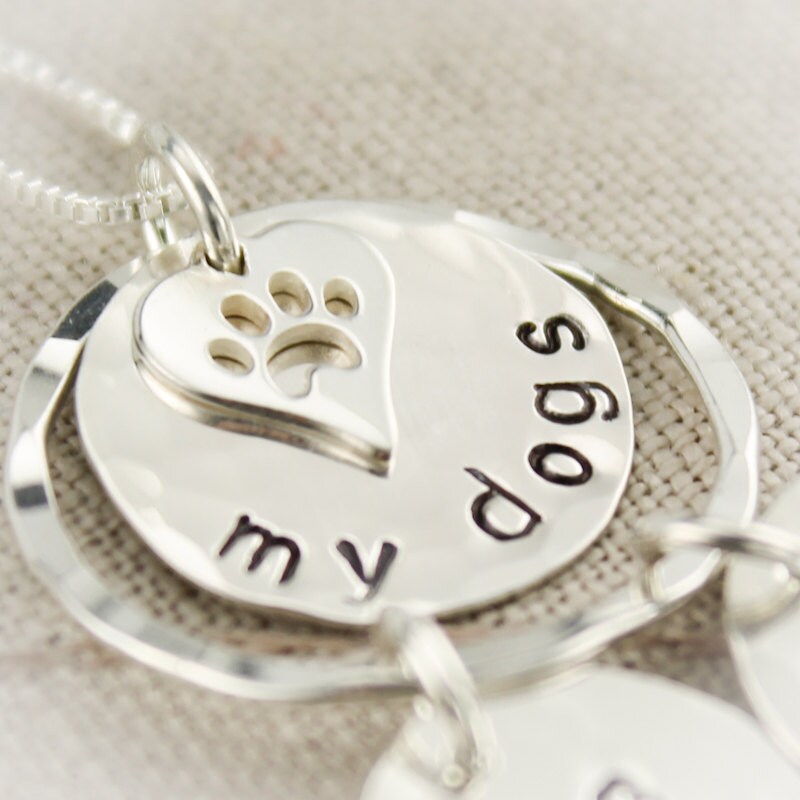 My Dogs Necklace, Dog Necklace, Gift for Dog Lovers, Dog Lovers Jewelry, Sterling Silver Personalized Necklace Hand Stamped Jewelry