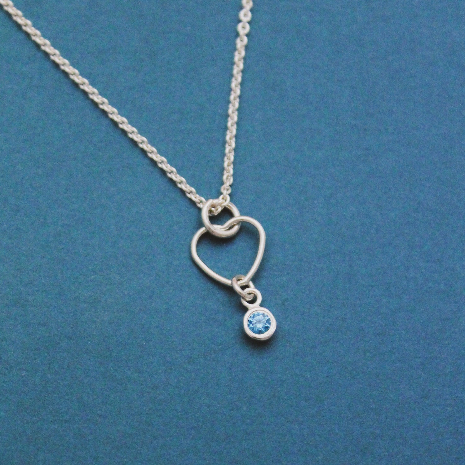 Dainty Birthstone Heart Necklace, Sterling Silver Heart Jewelry, December Birthday Gift, Heart Birthstone Jewelry, Cute Birthstone Necklace