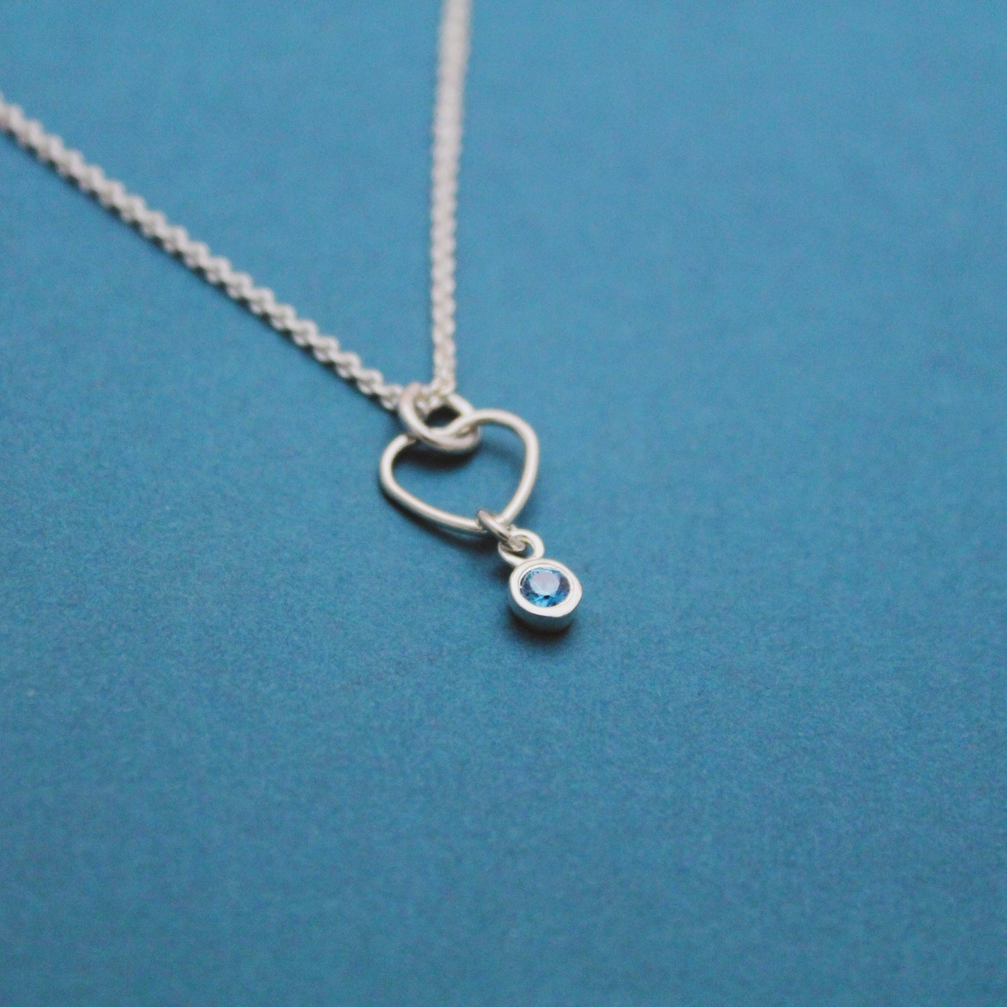 Dainty Birthstone Heart Necklace, Sterling Silver Heart Jewelry, December Birthday Gift, Heart Birthstone Jewelry, Cute Birthstone Necklace