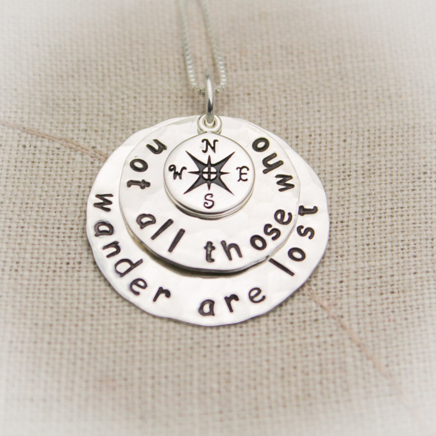 Not All Those Who Wander Are Lost  Necklace Jewelry Compass Necklace Traveler Gift Graduation Gift Hand Stamped Jewelry
