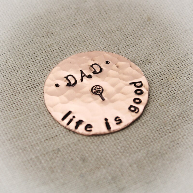 Golf Marker with Keychain, Father's Day Gifts, Gifts for Him, Dad or Grandpa Copper, Brass, Aluminum Hand Stamped Personalized Key Chain