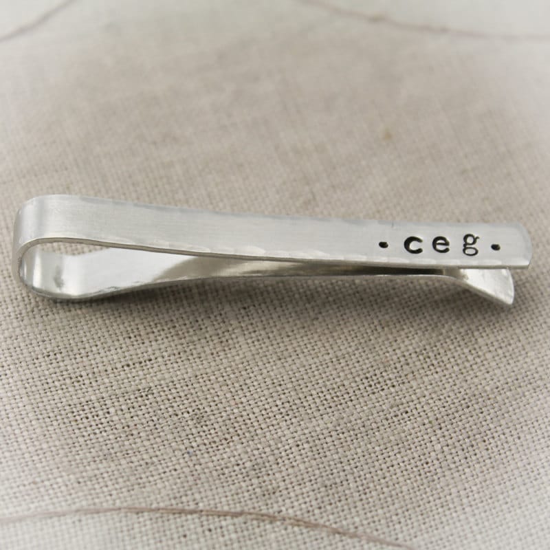 Personalized Men's Tie Clip Silver, Father's Day Gift, Best Dad Ever Tie Bar, Groomsmen Gift. Gifts for Him, Hand Stamped Personalized