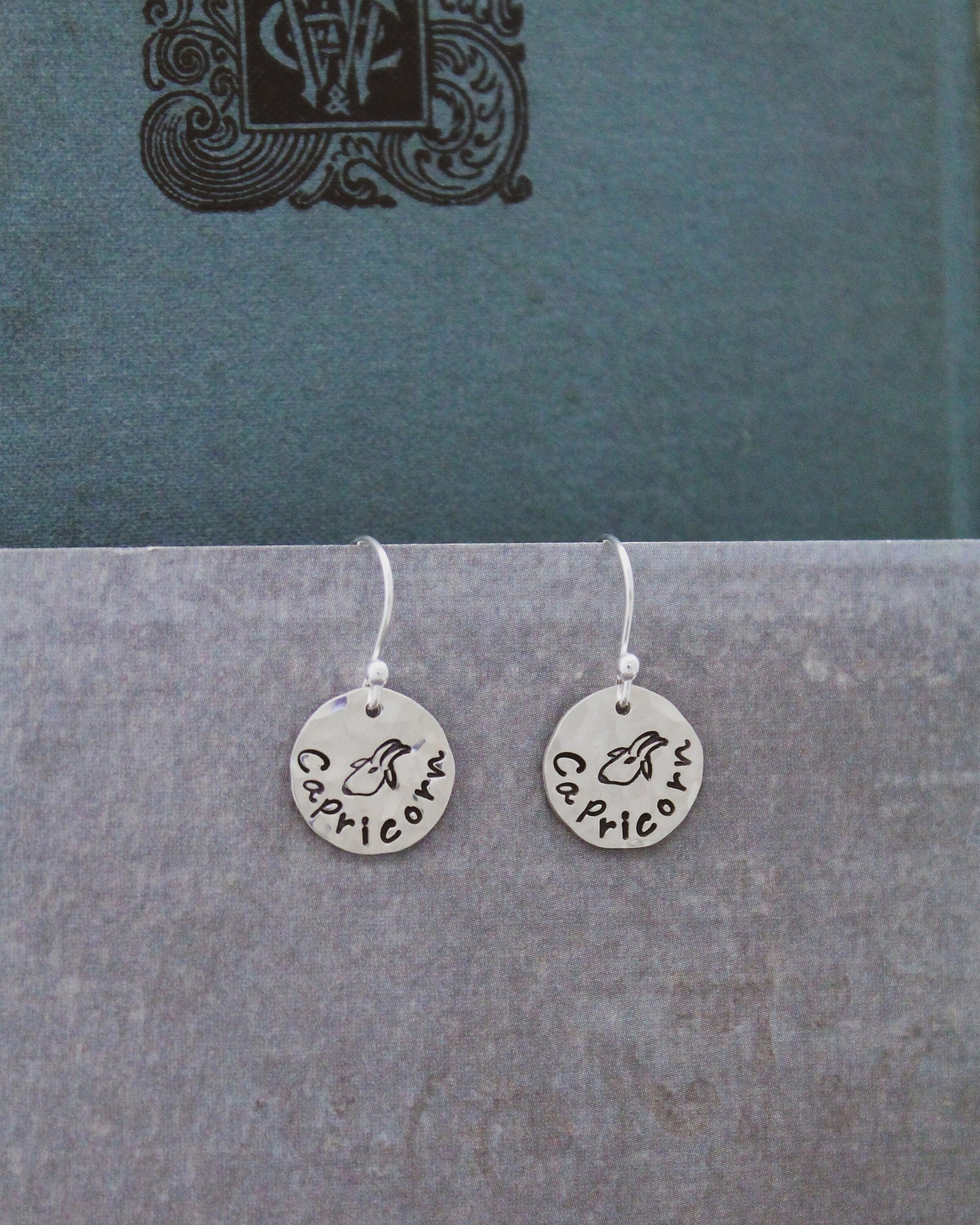 Capricorn Sterling Silver Earrings, Capricorn Zodiac Sign Jewelry, Personalized Earrings, Capricorn Horoscope Zodiac Jewelry Unique Gift Her