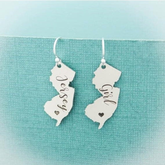 On sale Jersey Girl Earrings LG, Sterling Silver Jersey Girl Earrings, Jersey Girl Gift, Jersey Girl Jewelry, Gifts for Her, New Jersey Gift