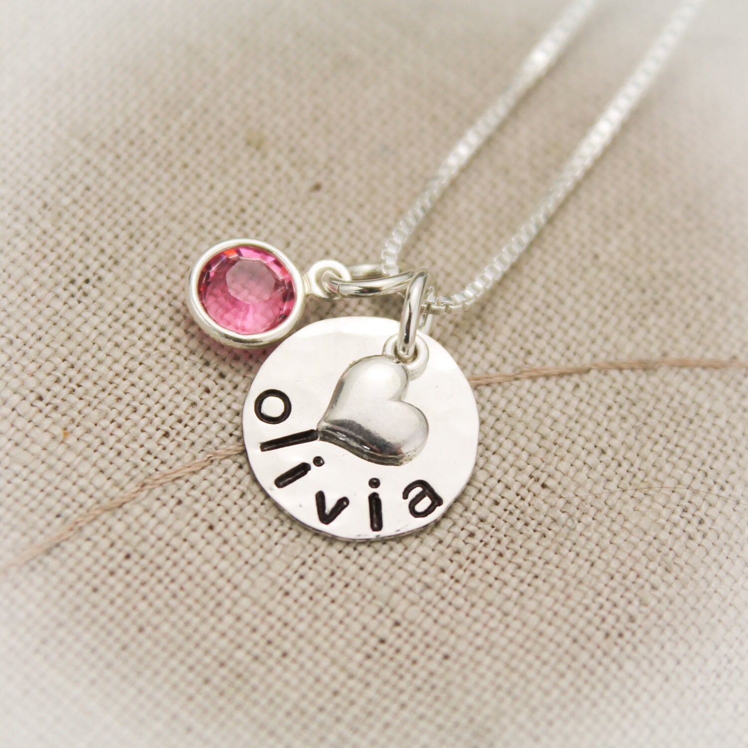 Tiny Heart Necklace Sterling Silver Hand Stamped Personalized Hand Stamped Necklace