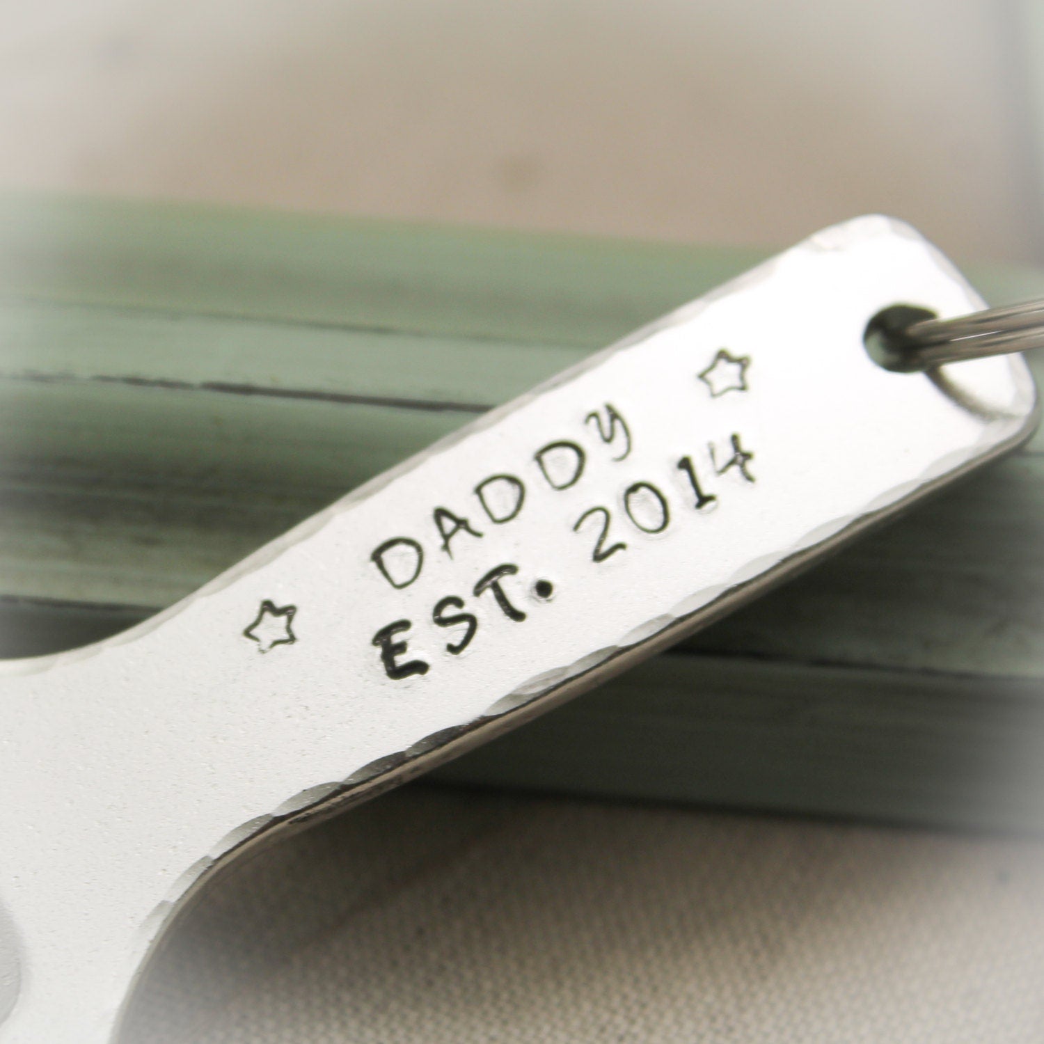 Father's Day, DAD, Grandpa or Uncle Aluminum Keychain Bottle Cap Opener Hand Stamped Personalized-