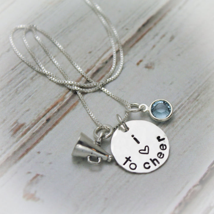 Personalized Cheerleader Necklace,  Cheerleading Necklace, Cheer Squad Necklace, Sterling Silver Personalized Hand Stamped Necklace