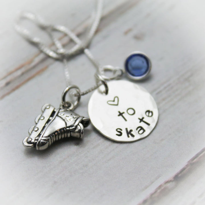 Inline Skating Necklace, Roller Skating Necklace, Love to Skate Necklace, Skater Jewelry, Personalized Skater Necklace, Skater Gift