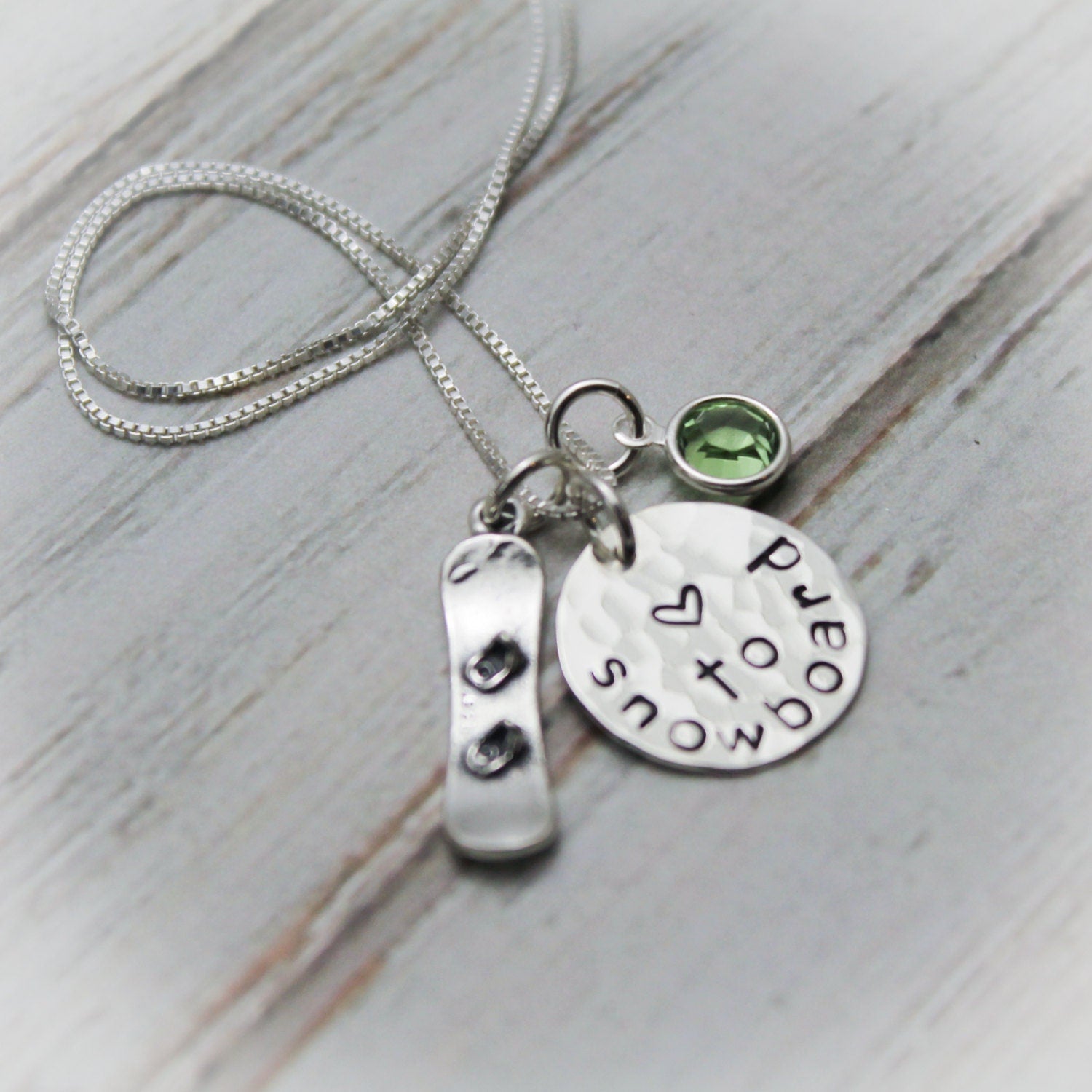 SnowBoarding Sterling Silver Personalized Hand Stamped Necklace SnowBoarder
