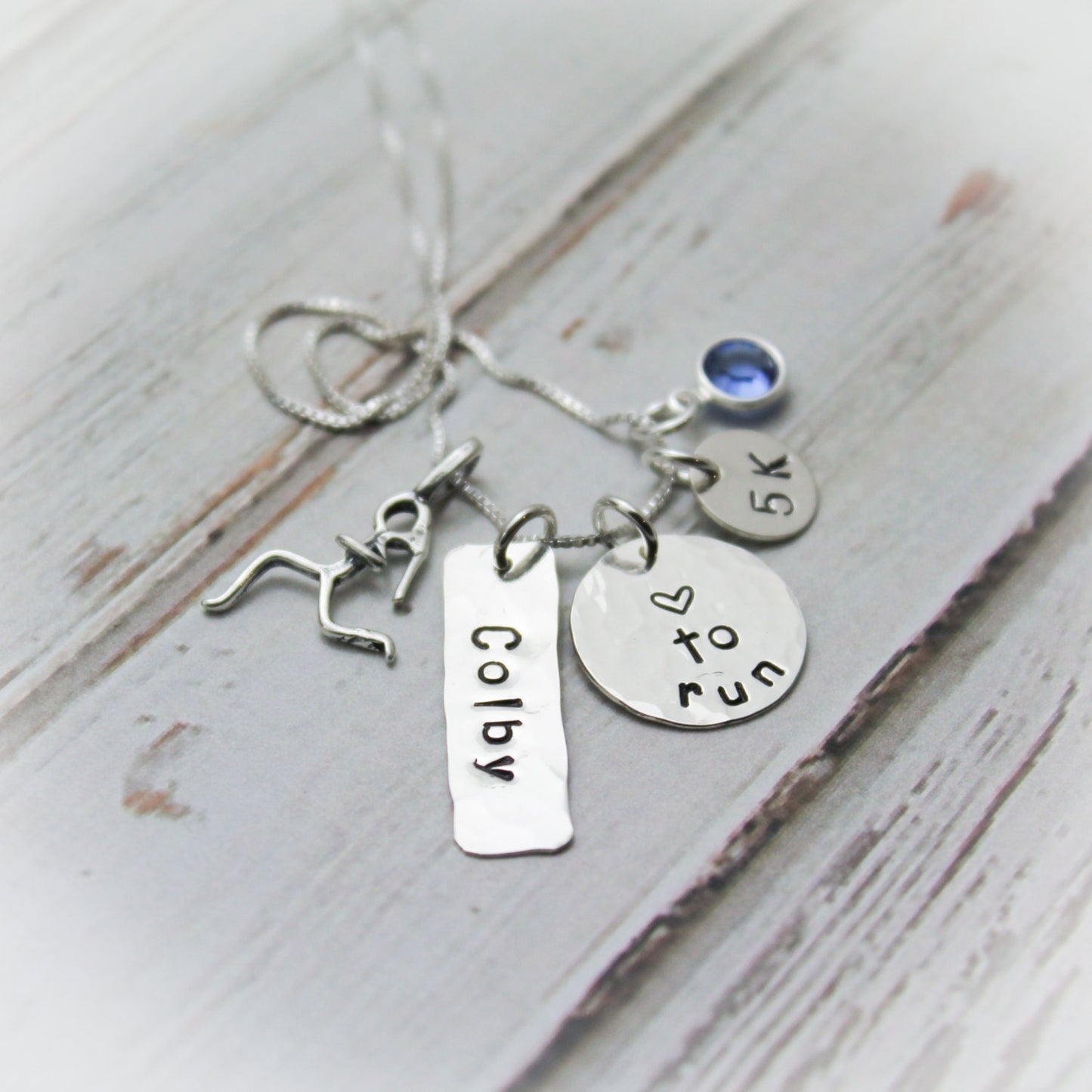 Personalized Love to Run Necklace, Marathon Necklace, Runner Necklace, Running Necklace, Marathon Gift, Runner Gift, Hand Stamped Necklace