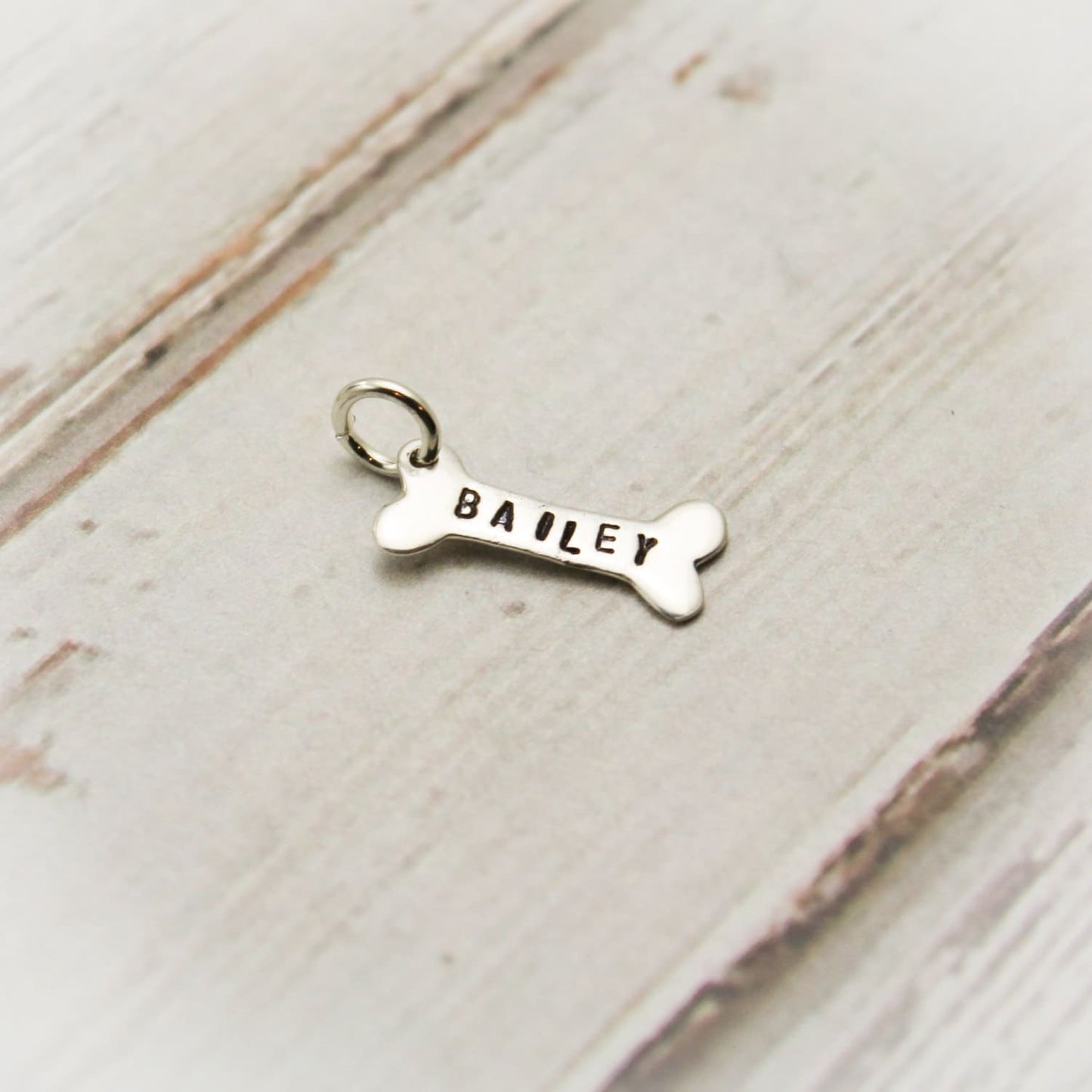 Dog Bone Charm, personalized, Bronze or Sterling Silver