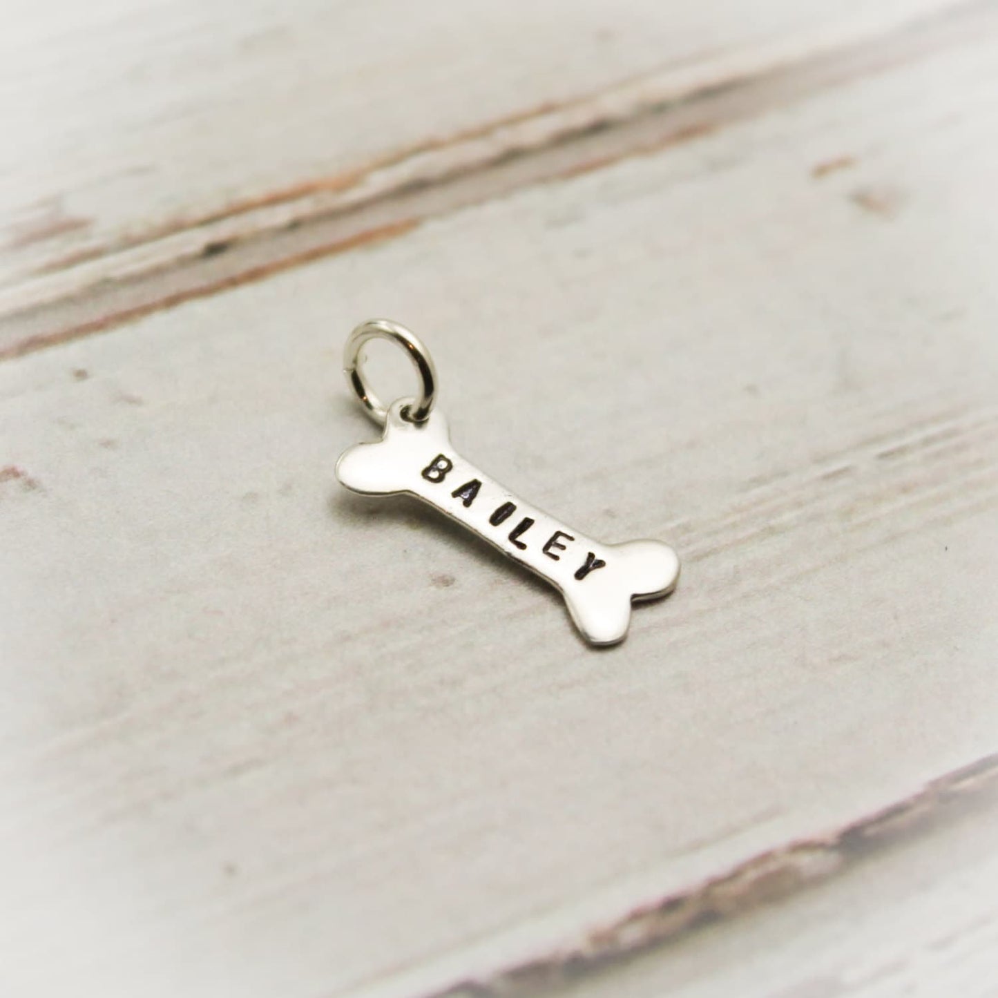 Dog Bone Charm, personalized, Bronze or Sterling Silver