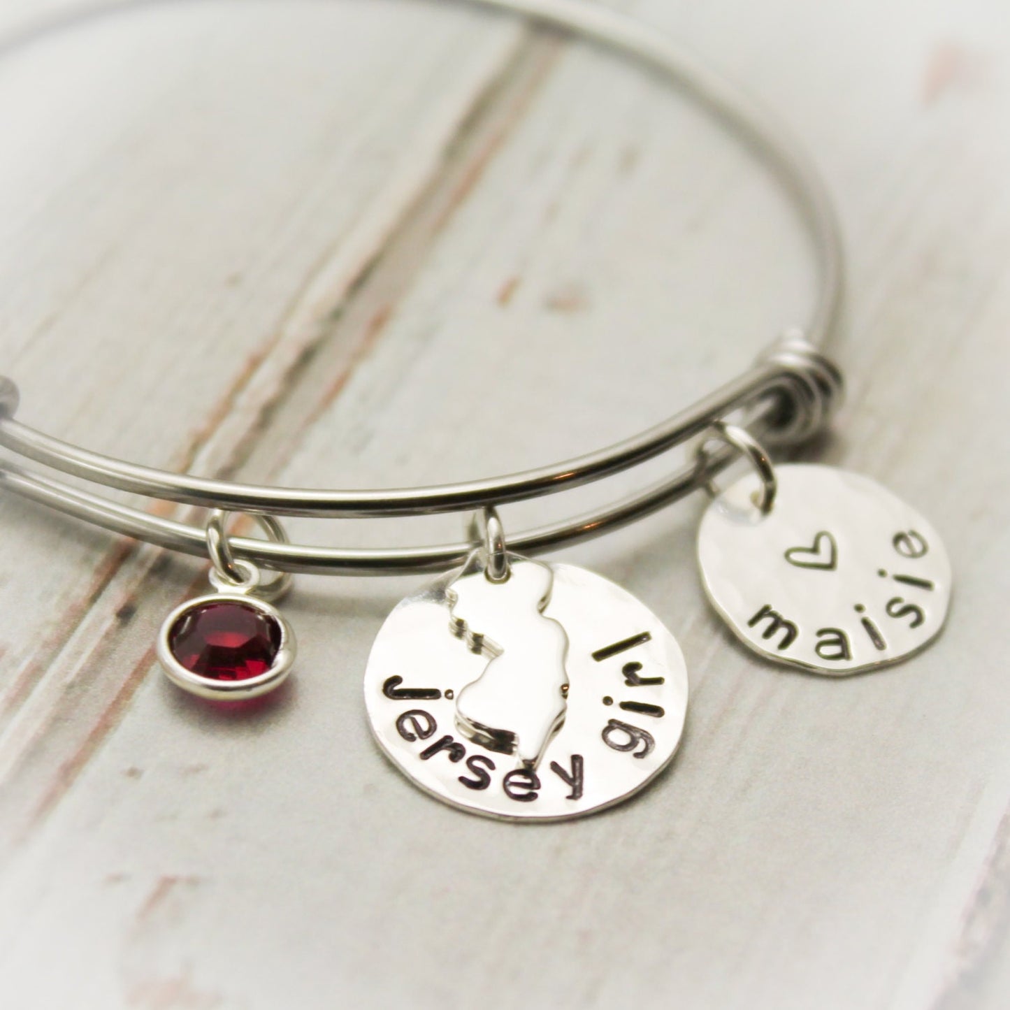 Jersey Girl Bangle Personalized Hand Stamped Jewelry
