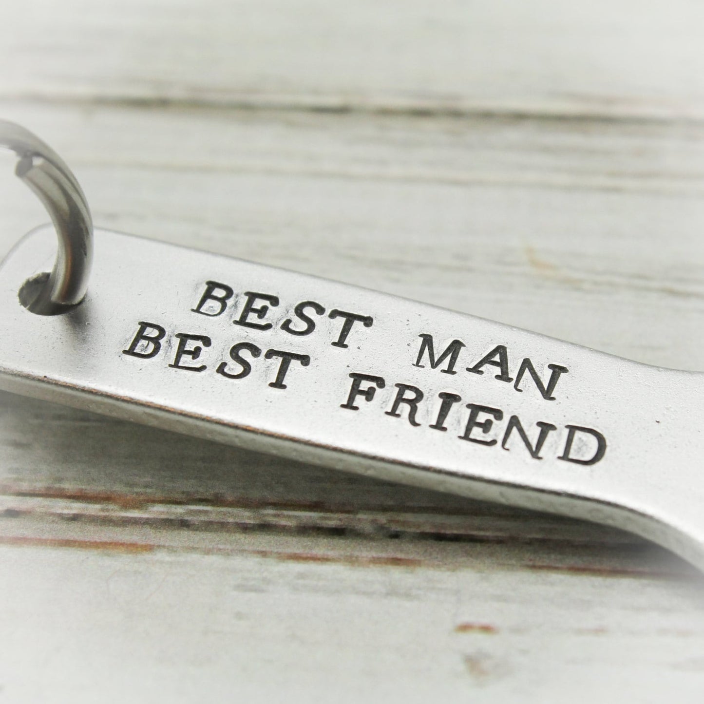 BEST MAN, Groomsmen Aluminum Key Chain Bottle Cap Opener Hand Stamped Personalized Hand Stamped Personalized Key Chain