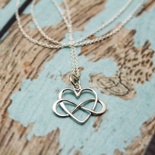 Infinity Heart Charm Necklace in Sterling Silver