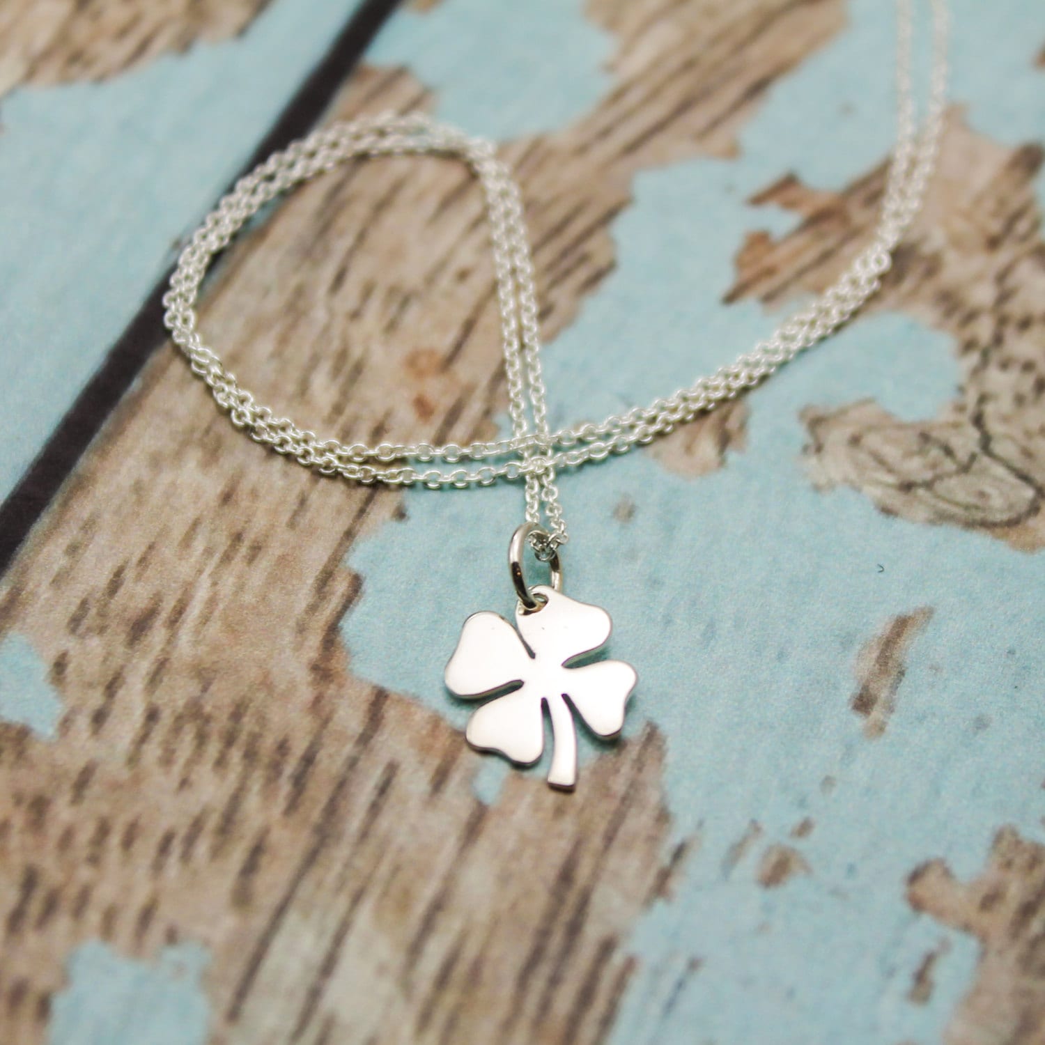 Lucky Shamrock Charm Necklace in Sterling Silver