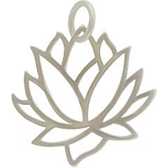 Large Lotus Flower Necklace in Sterling Silver over Bronze
