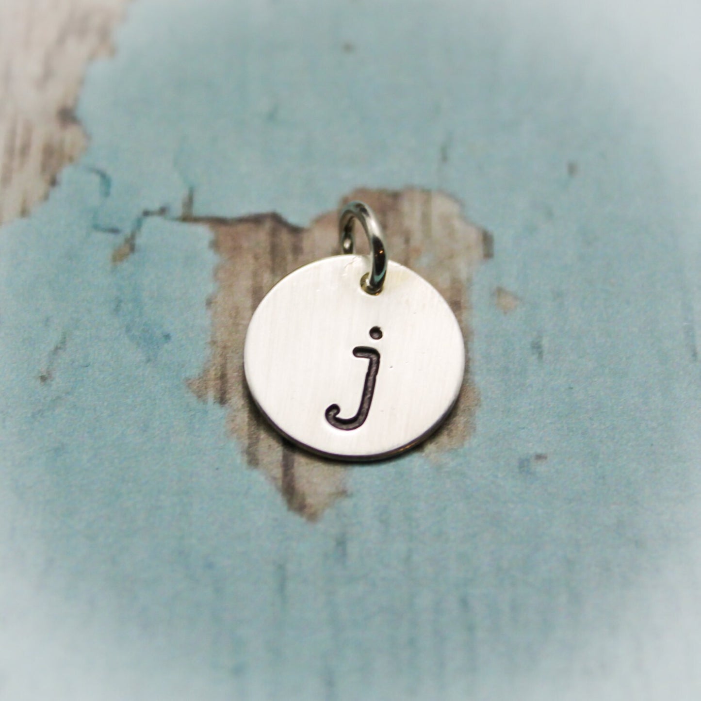 Personalized Initial Charm, Sterling Silver Disc Letter Charm, Letter Disc Charm, Alphabet Charm, Hand Stamped Initial Charm, Silver Letter
