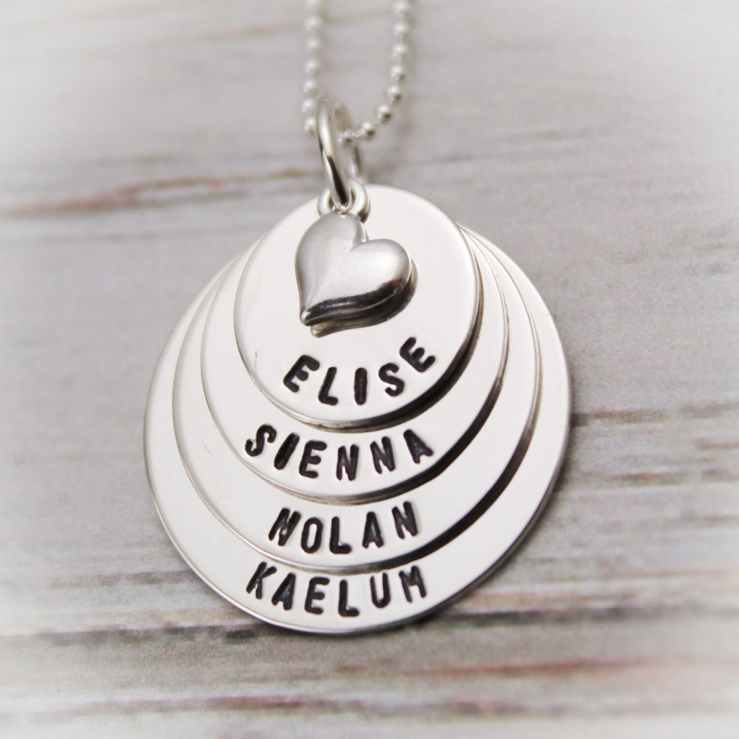 Four Tiny Layers Grandma or Mommy Layered Sterling Silver Personalized Necklace Hand Stamped Jewelry-