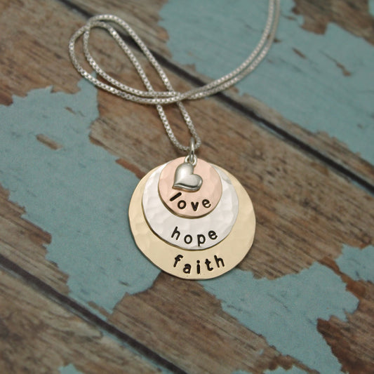 Grandma or Mommy Layered Personalized Necklace Hand Stamped Jewelry in Silver, Gold Filled, Rose Gold Filled