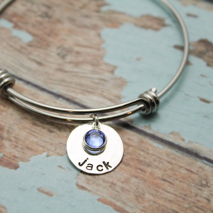 Personalized Adjustable Bangle Hand Stamped Bracelet